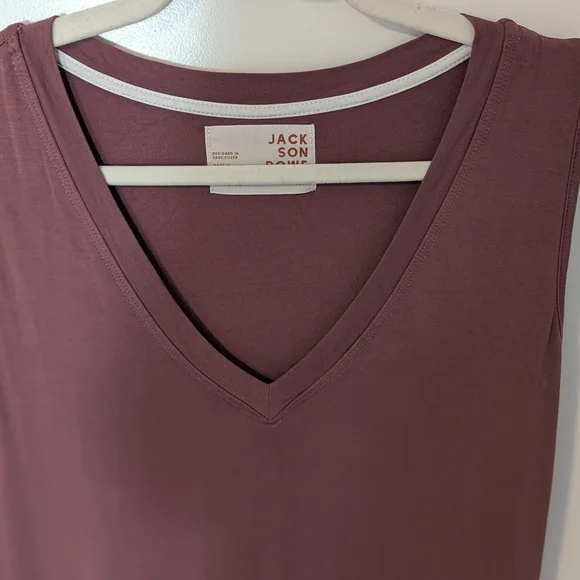 Jackson Rowe V-Neck Dress in Deep Mauve - Picture 3 of 6